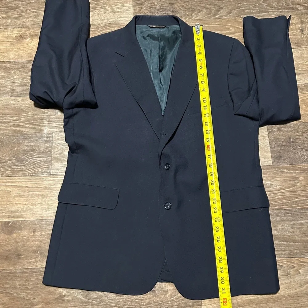 Huntington Blazer Mens 44R Navy Blue Wool 2-Button Sport Coat Made in USA